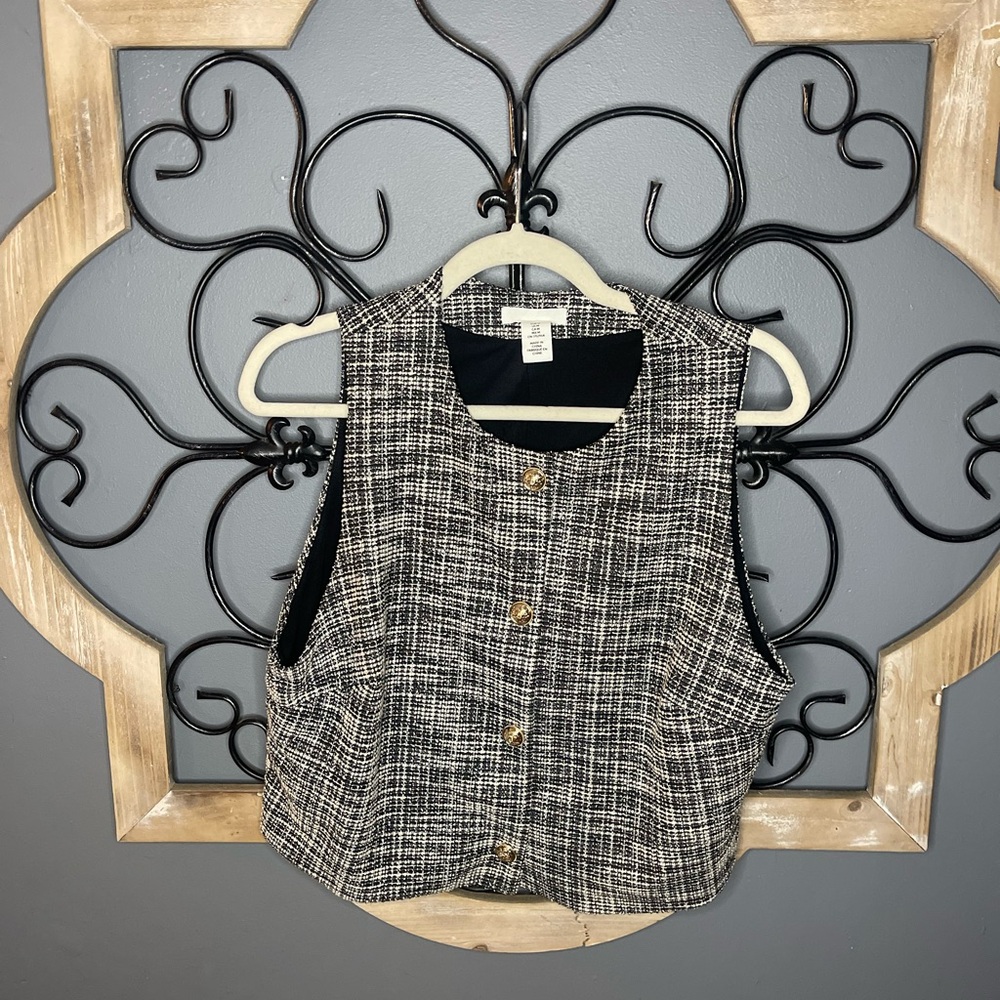 H&M Black and White Tweed Women's Vest